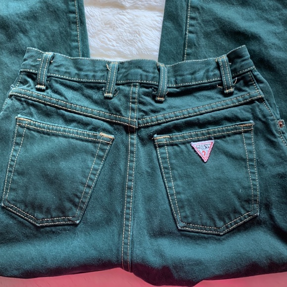 GUESS vintage 90s High rise high waist GREEN skinny denim jeans 25 waist - Picture 15 of 16